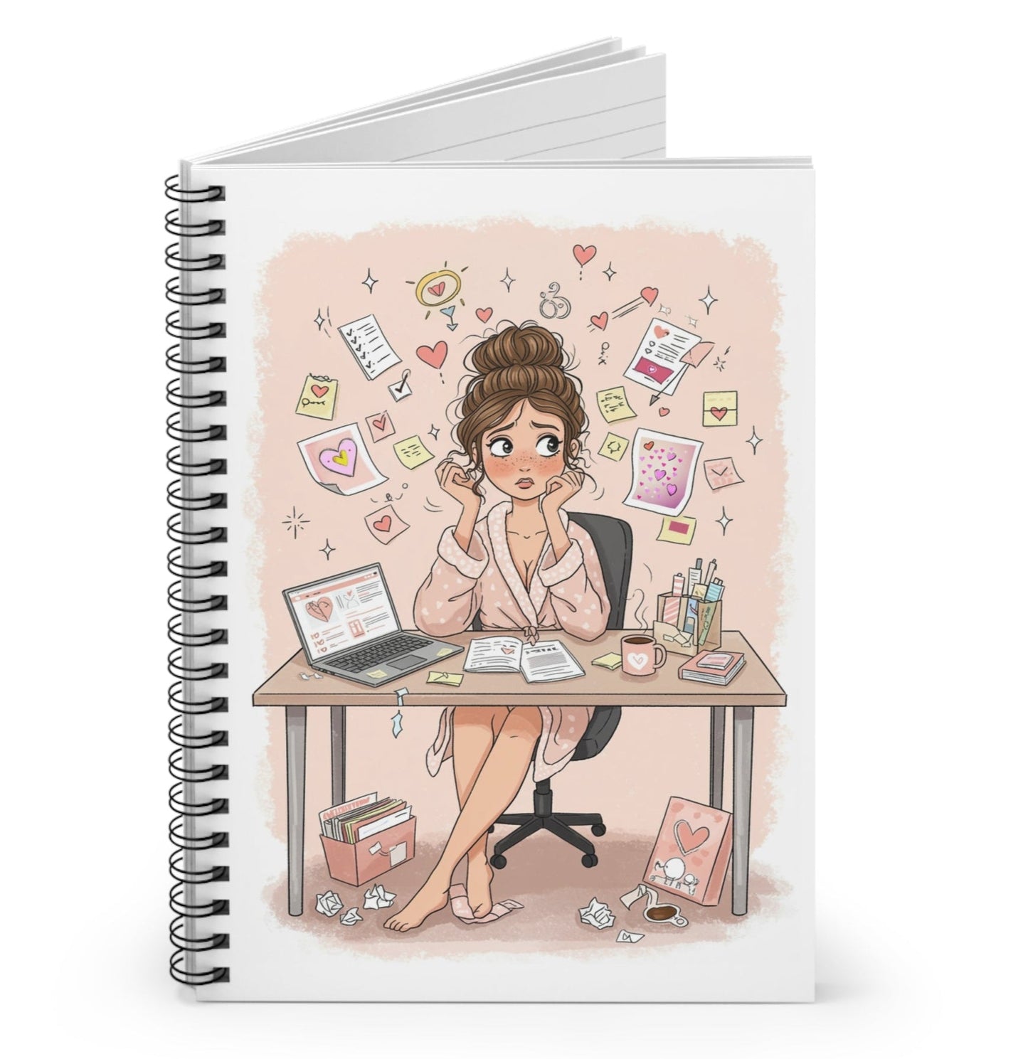 Funny pink Bride Brain notebook for engaged women, ideal engagement gift or bridal shower stationery