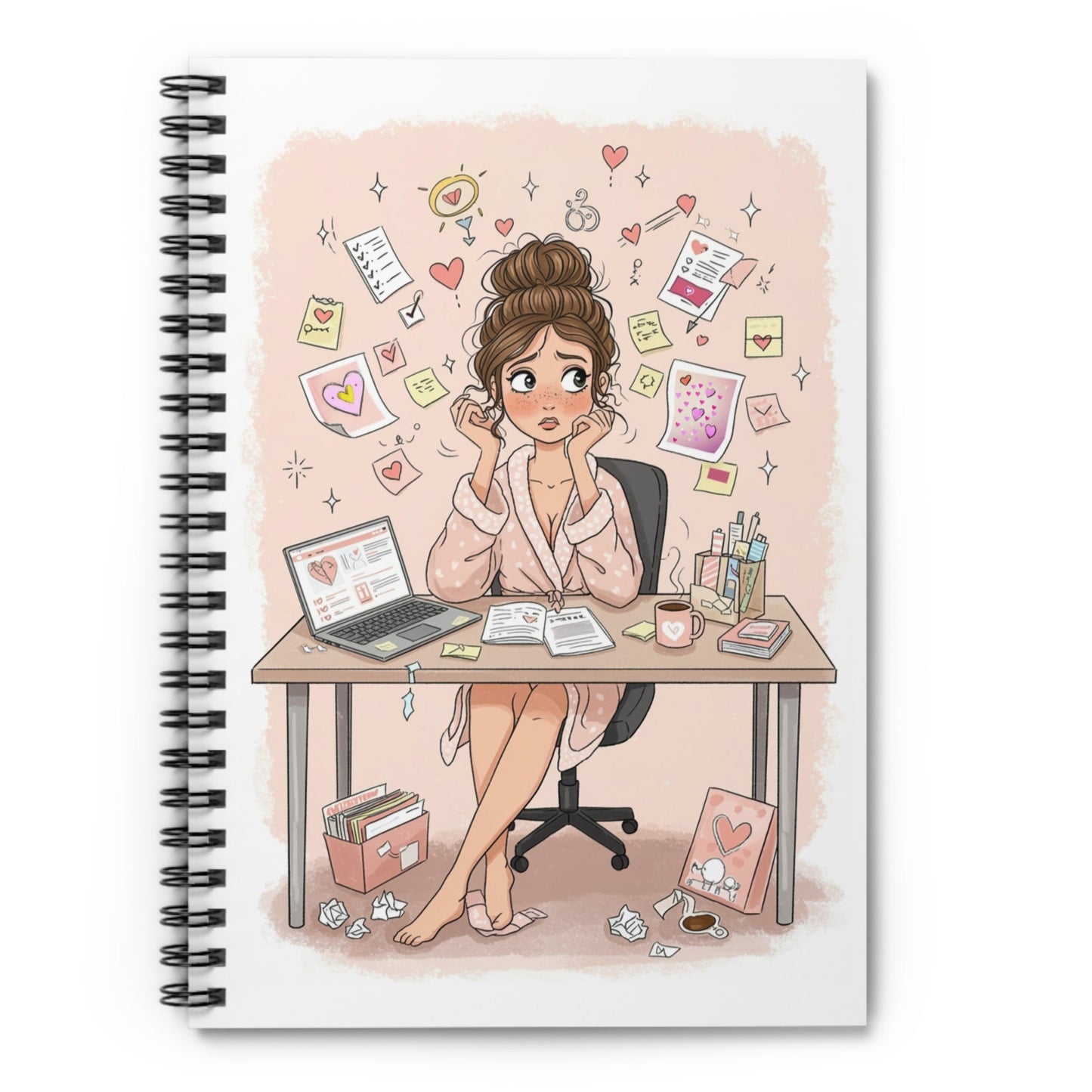 Bride Brain spiral notebook with cute bridal design, perfect for wedding planning notes and checklists