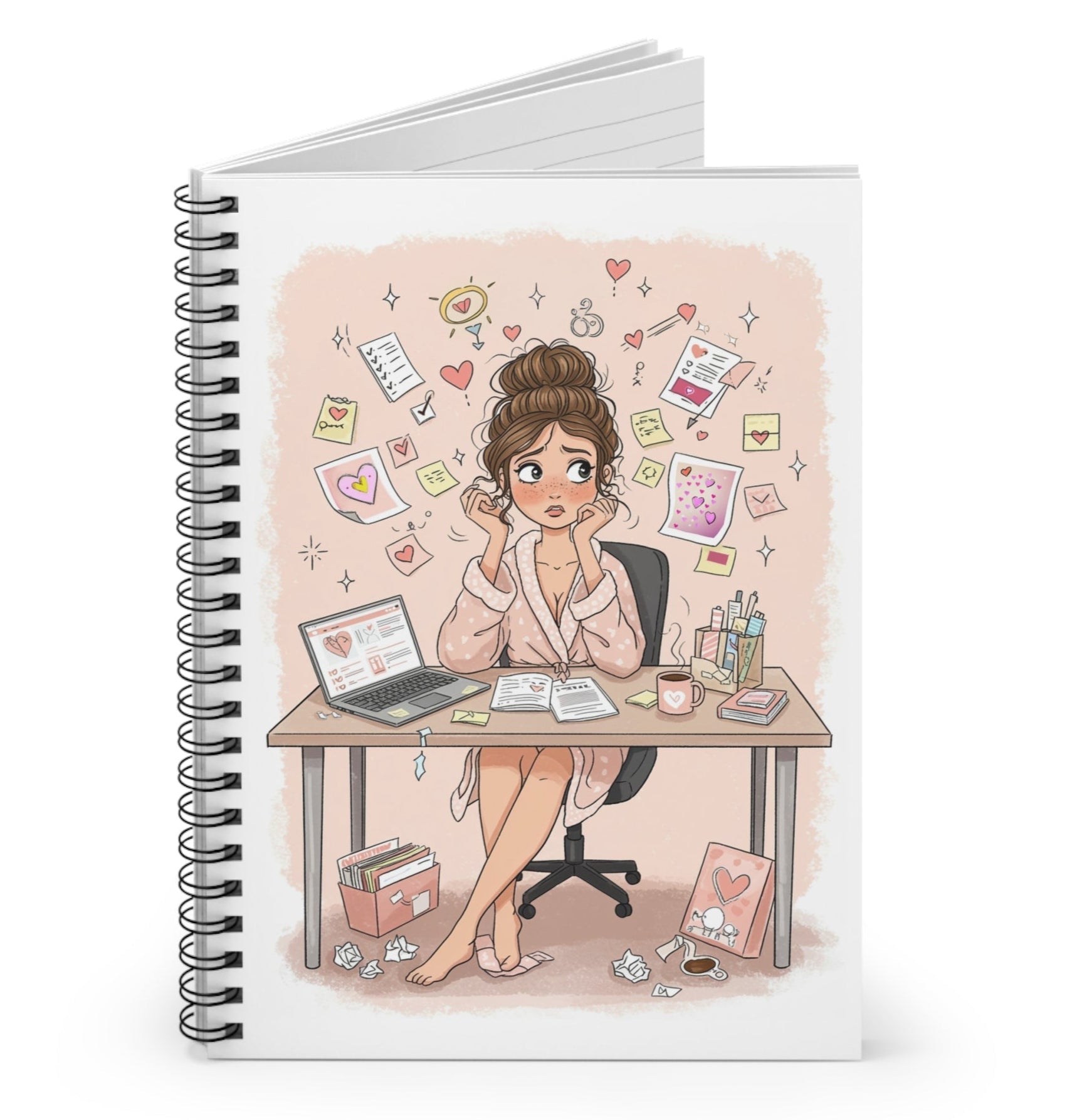Funny pink Bride Brain notebook for engaged women, ideal engagement gift or bridal shower stationery