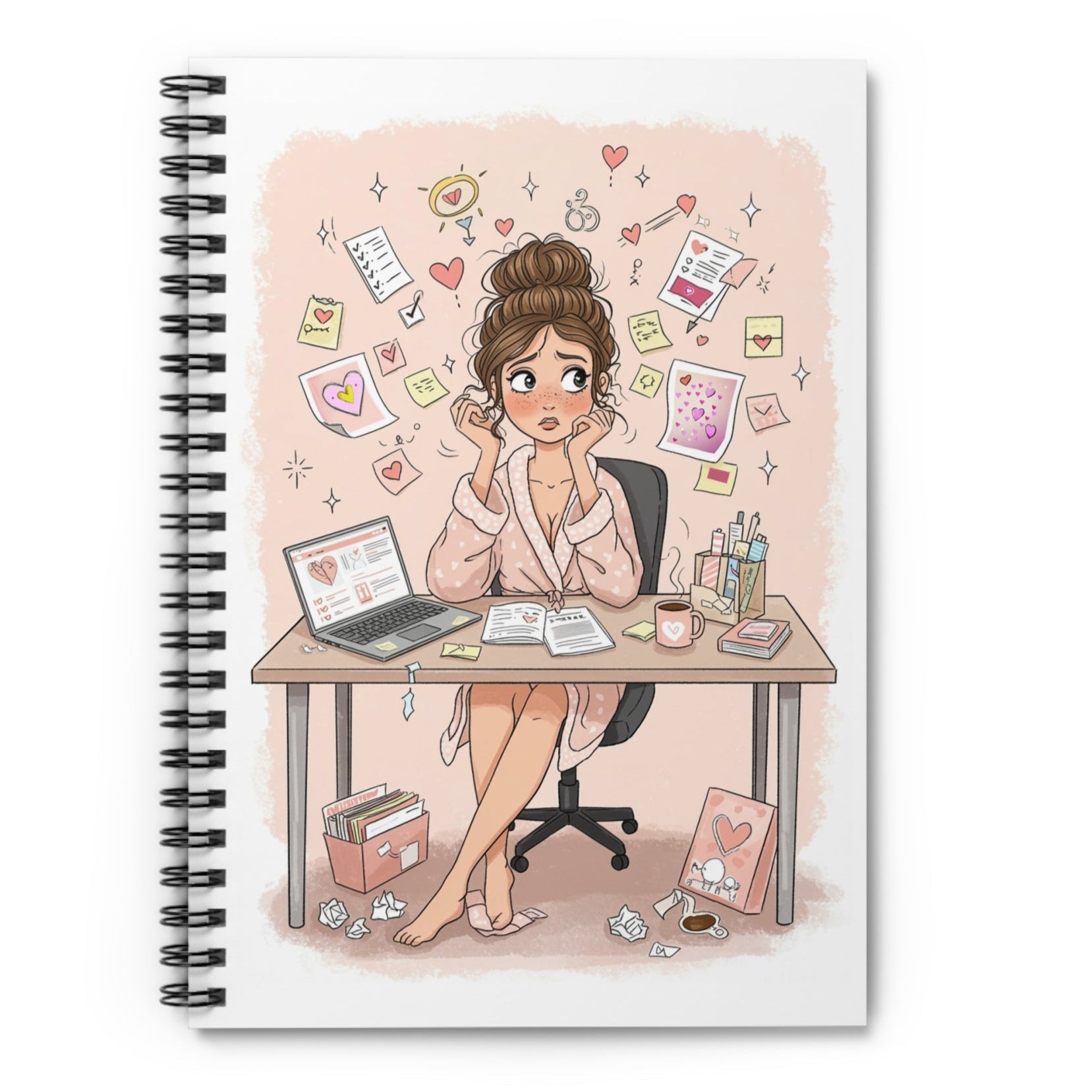 Bride Brain spiral notebook with cute bridal design, perfect for wedding planning notes and checklists
